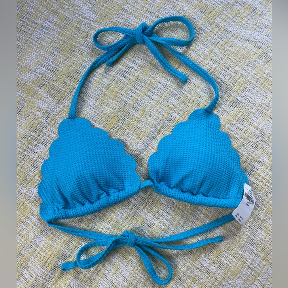 Aerie Scalloped Blue Bikini Top